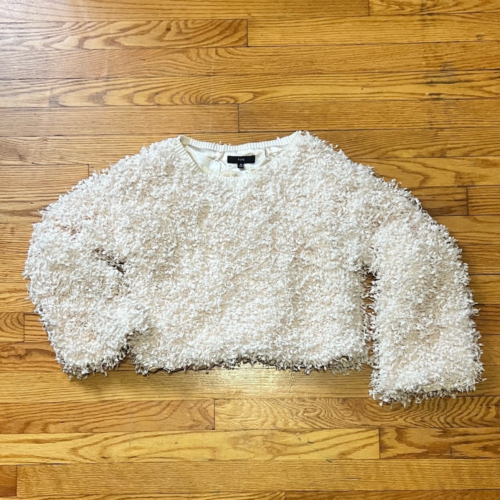 Fate Fuzzy Cropped Sweater Cream Size Medium Great Condition